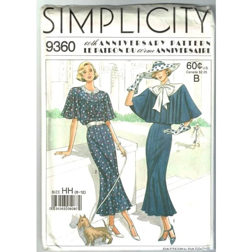 Simplicity Sewing Pattern‎ 9360 Dress Gore Skirt and Capelet Size 6-12 UNCUT